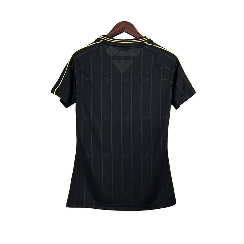 Camisa Santos Charlie Brown Jr. Feminina 2024 Preta e Dourada