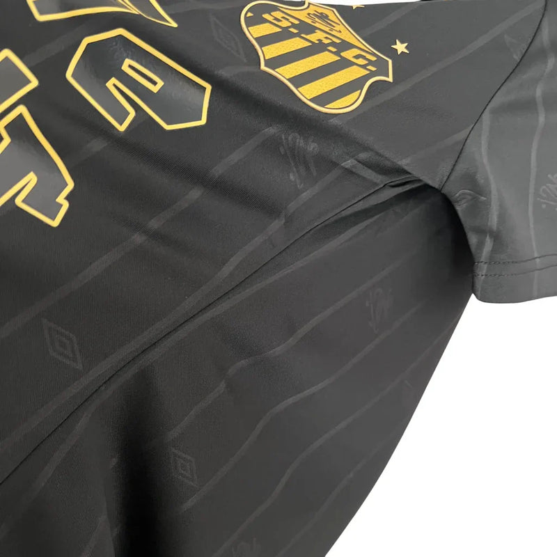 Camisa Santos Charlie Brown Jr. Feminina 2024 Preta e Dourada