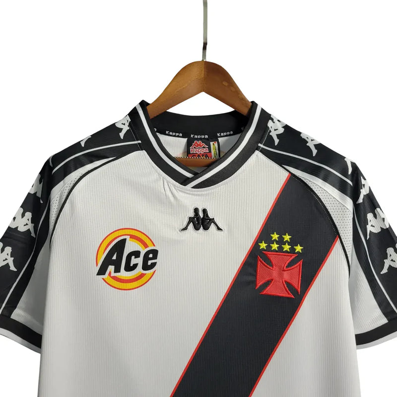 Camisa Vasco Away 2000 Retrô Branca e Preta