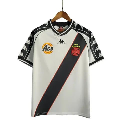 Camisa Vasco Away 2000 Retrô Branca e Preta